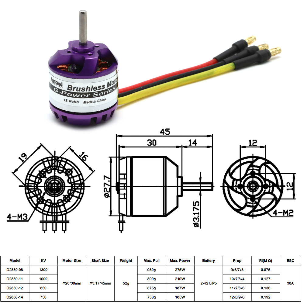 D2830 1300KV 1000KV 850KV 750K - Brushed Drone Motor ulasan dan harga