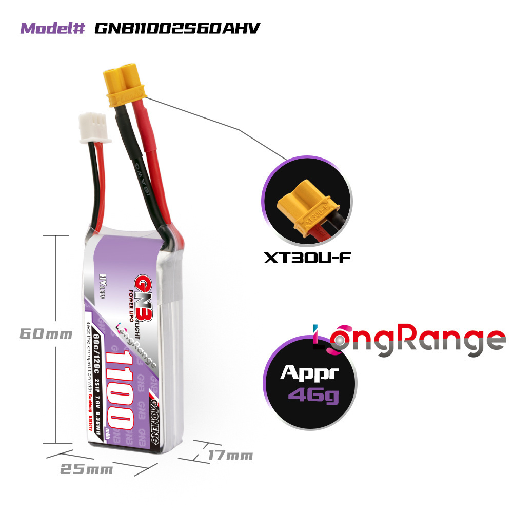 GNB Drone balap panjang, suku  - Lipo Battery 6S ulasan dan harga