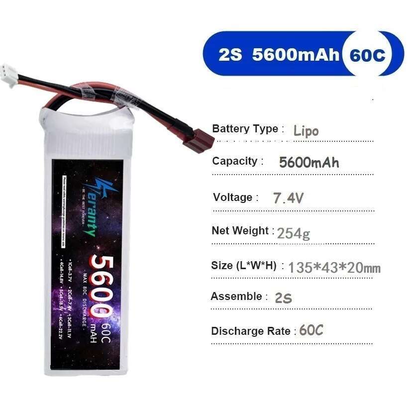 TERANTY 5600MAH 60C 2S 3S 4S 6 - Lipo Battery 6S ulasan dan harga