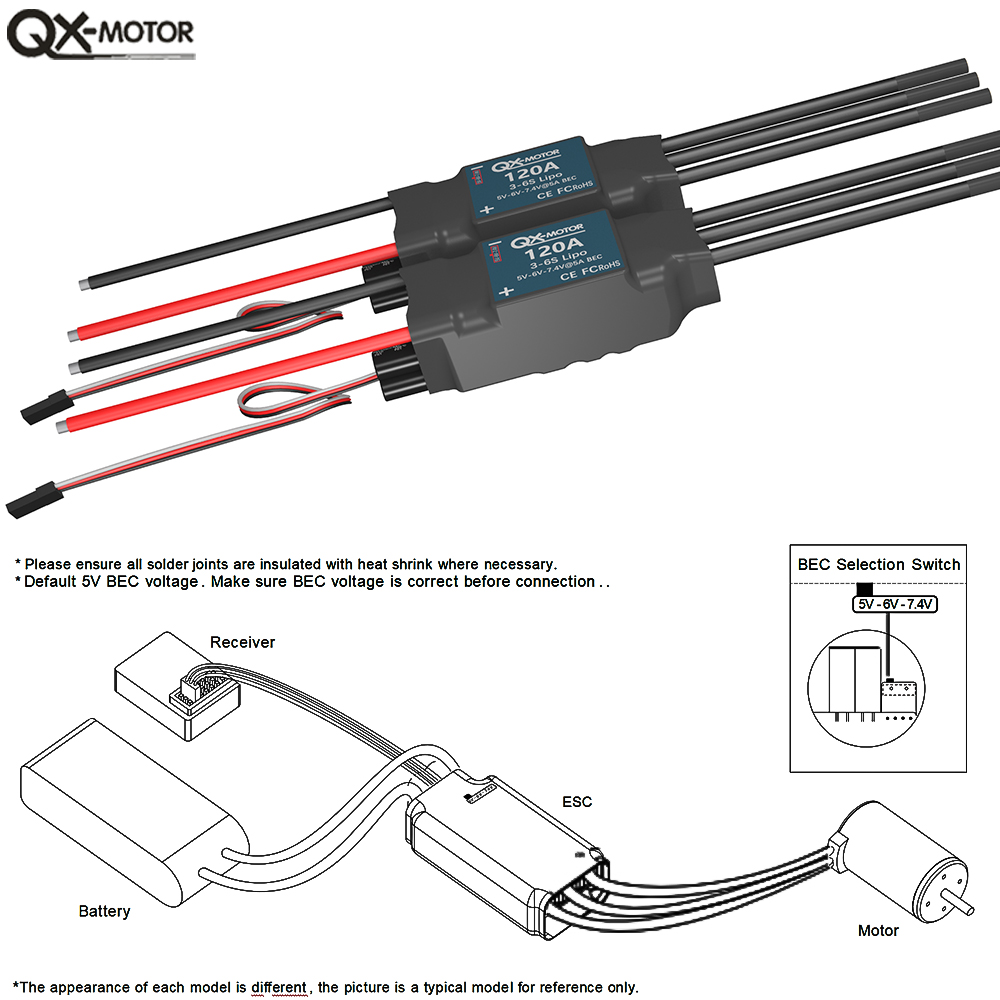 QX-MOTOR 120A ESC 5A BEC 3-6S  - Lipo Battery 6S ulasan dan harga