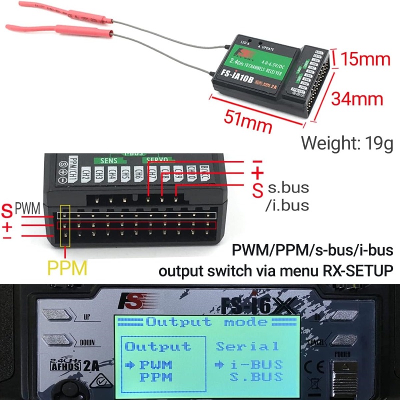 Flysky penerima FS-iA10B, 2.4G - Flysky Transmitter ulasan dan harga